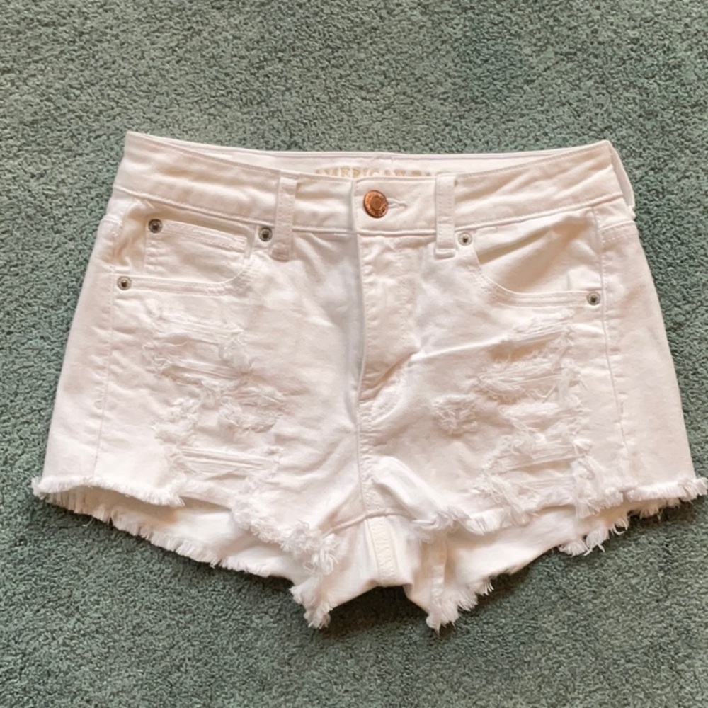 American Eagle Outfitters White Frayed Jean Shorts